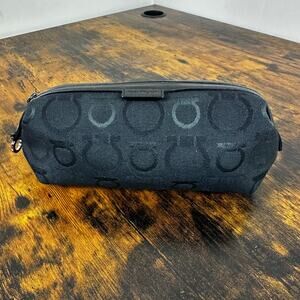Salvatore Ferragamo Gancino Black Canvas Cosmetics Pouch